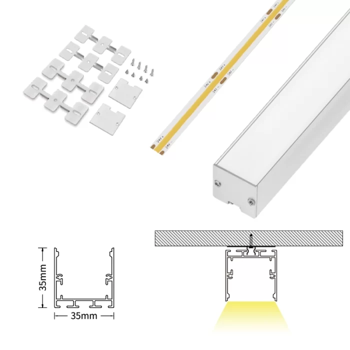 LED Profile - 2 meters compressed covers and caps / CN-SU02 L2000*35*35mm - Kosoom SP38-LED Profile--07