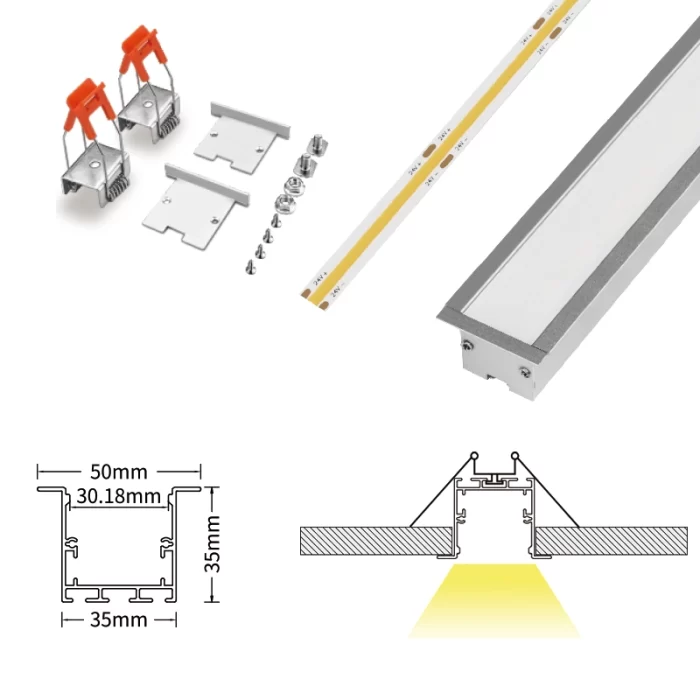 LED Profile - 2 meters compressed covers and caps / CN-SU03 L2000*50*35mm - Kosoom SP39-LED Strip Profile--07