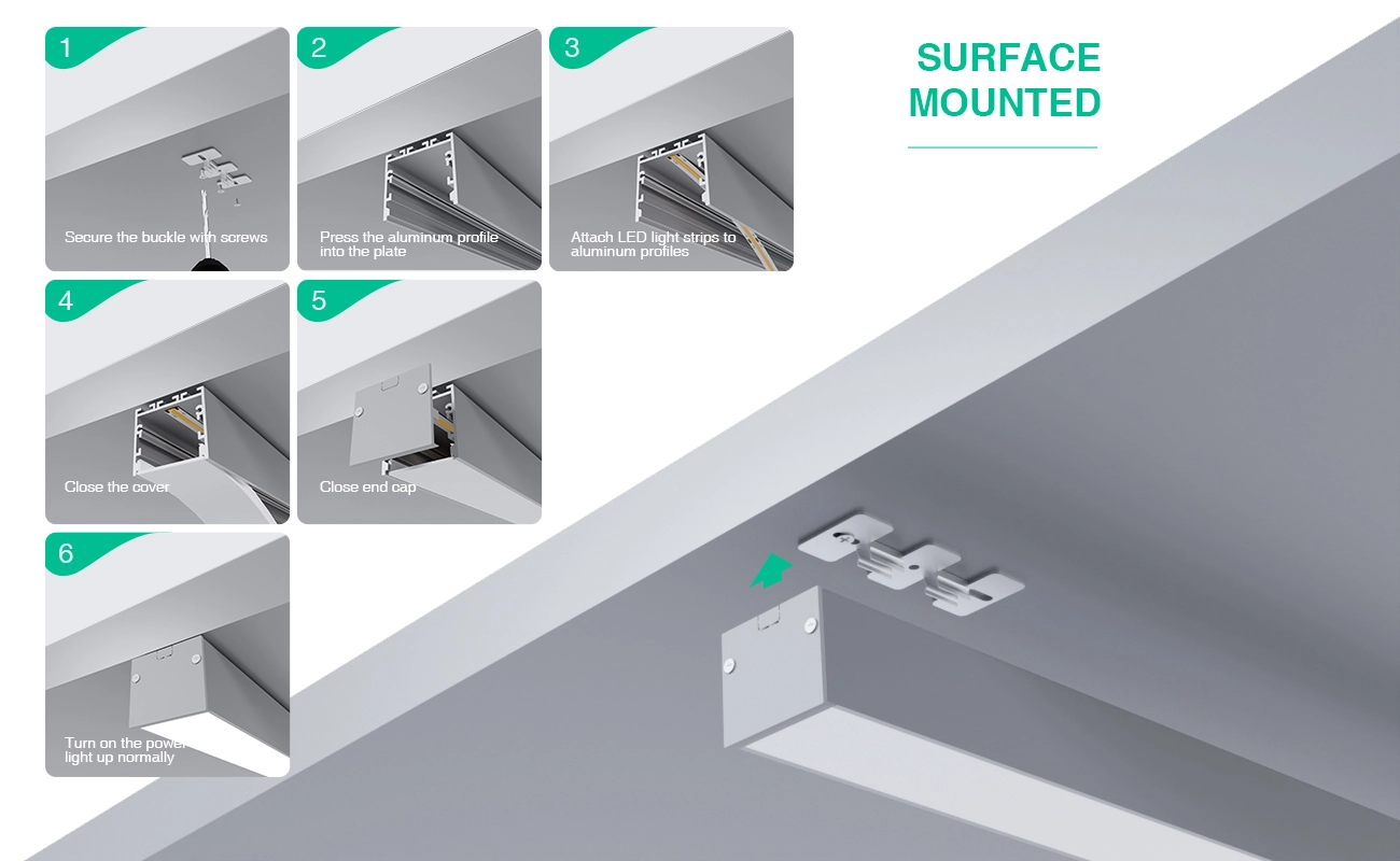 LED Profile - 2 meters compressed covers and caps / CN-SU04 L2000*40*34.8mm - Kosoom SP40-LED Profile--07