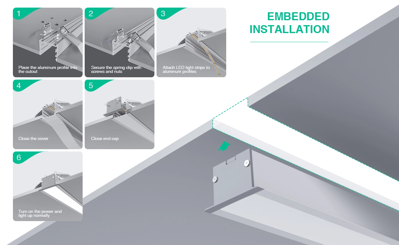 LED Profile - CN-SL04 L2000*27.2*15mm /  2 meters compressed covers and caps - Kosoom SP41-LED Strip Profile--07