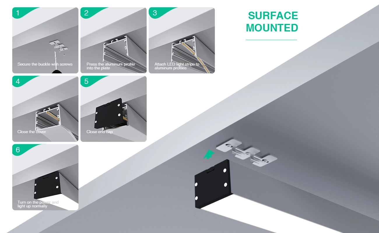 LED Profile - 2 meters compressed covers and caps / CN-SU06 L2000*48.5*35mm - Kosoom SP42-LED Strip Profile--07