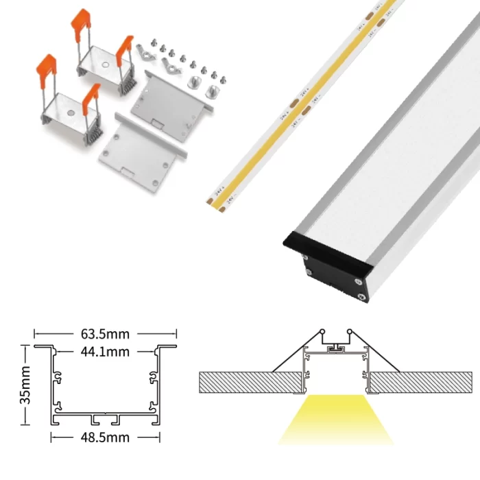 LED Profile - 2 meters compressed covers and caps / CN-SU07 L2000*63.5*35mm - Kosoom SP43-LED Profile--07