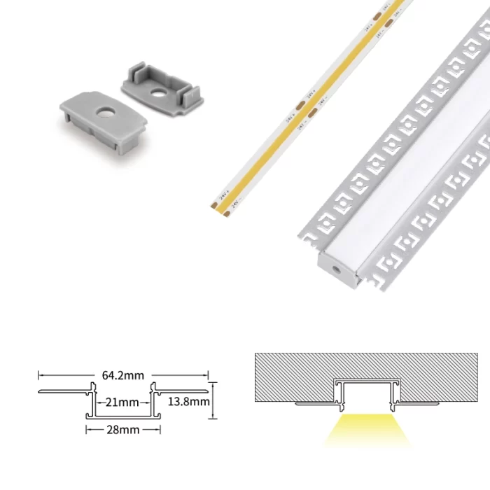 LED Profile - 2 meters compressed covers and caps / CN-SA01 L2000*64.2*13.8mm - Kosoom SP44-LED Strip Profile--07