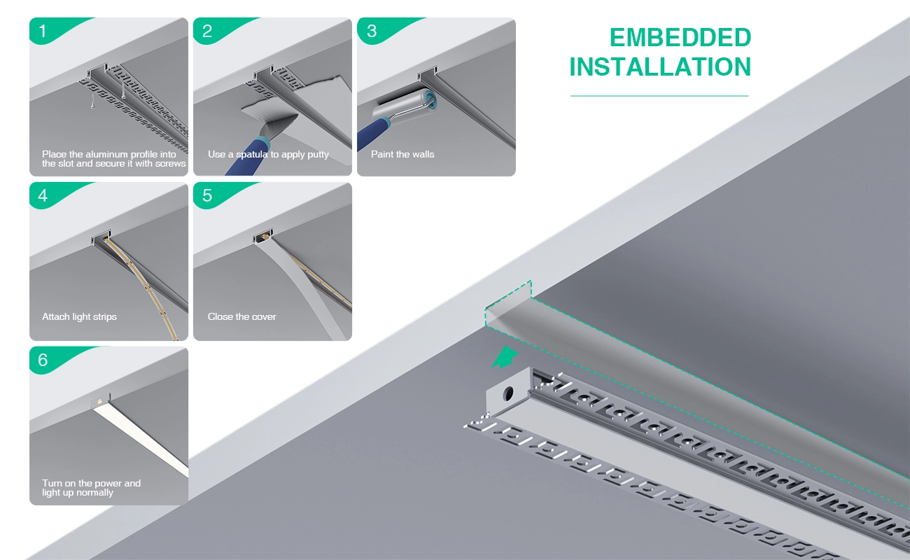 LED Profile - 2 meters compressed covers and caps / CN-SA01 L2000*64.2*13.8mm - Kosoom SP44-LED Strip Profile--07