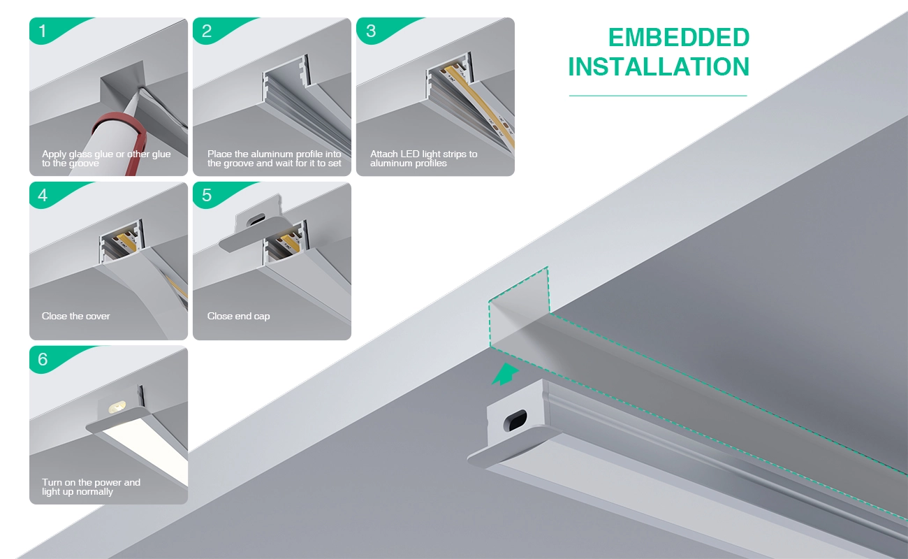 LED Profile - 2 meters compressed covers and caps / CN-SL04 L2000*27.2*15mm - Kosoom SP25-LED Profile--07