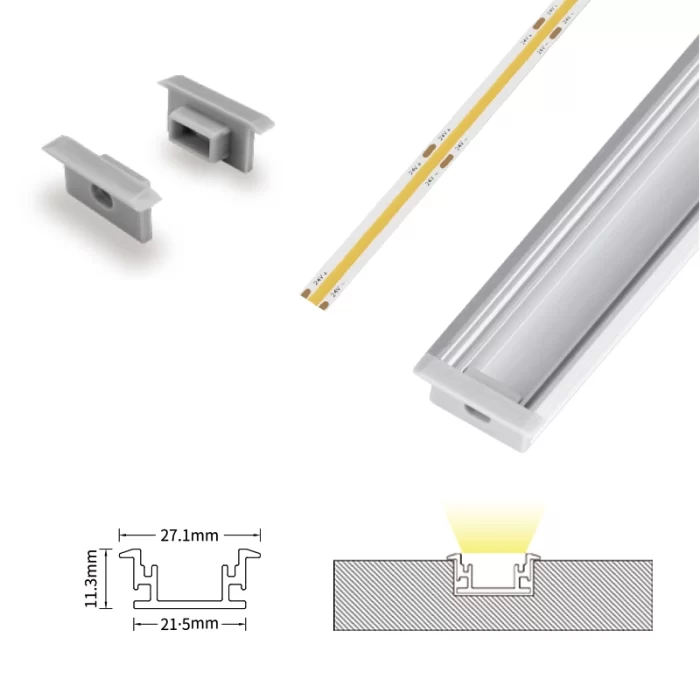 2 meters compressed covers and caps / CN-SS01 L2000*27.1*11.3mm - LED Profile - Kosoom SP51-LED Strip Profile--07