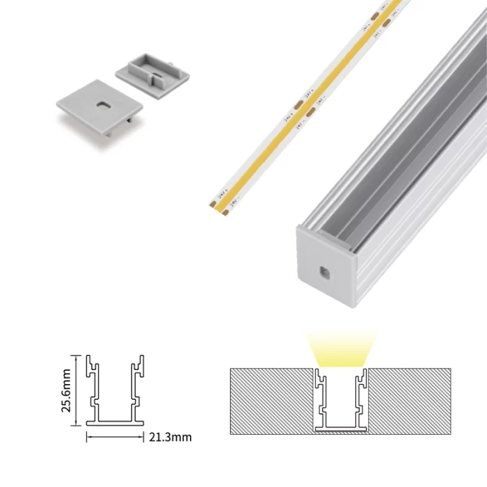 2 meters compressed covers and caps / CN-SS02 L2000*21.3*25.6mm - LED Profile - Kosoom SP52-LED Strip Profile--07