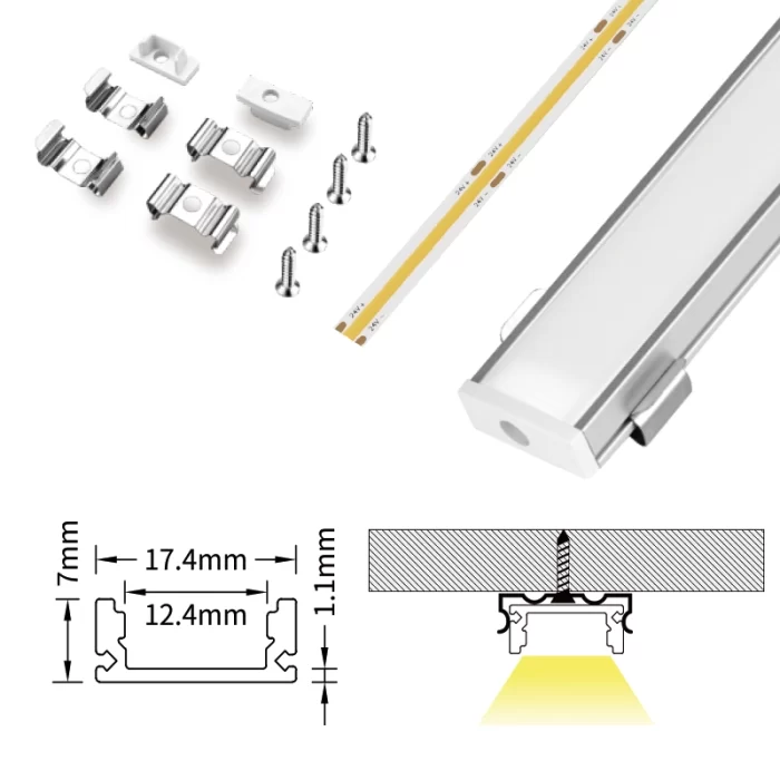 LED Profile - 2 meters compressed covers and caps / CN-SL05 L2000*17.4*7mm - Kosoom SP26-LED Strip Profile--07