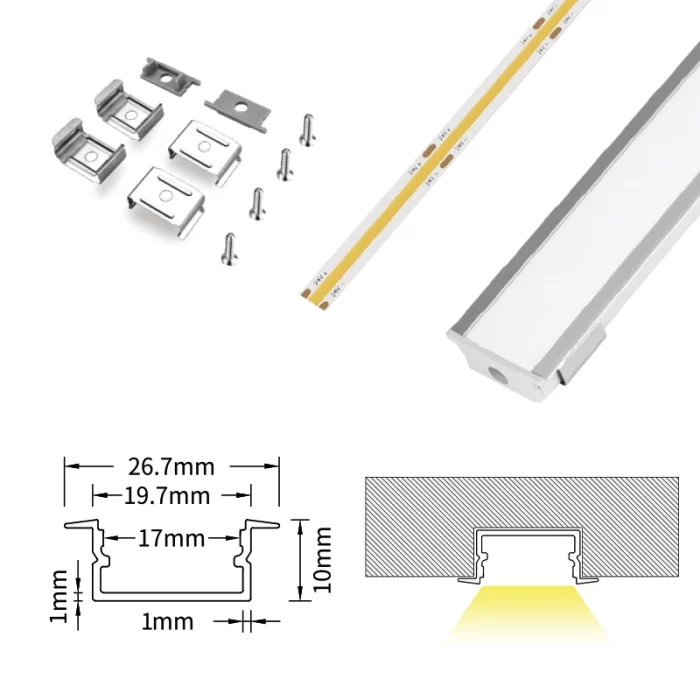 LED Profile - 2 meters compressed covers and caps / CN-619 L2000 * 30.3 * 9.8mm - Kosoom SP23-LED Profile--07