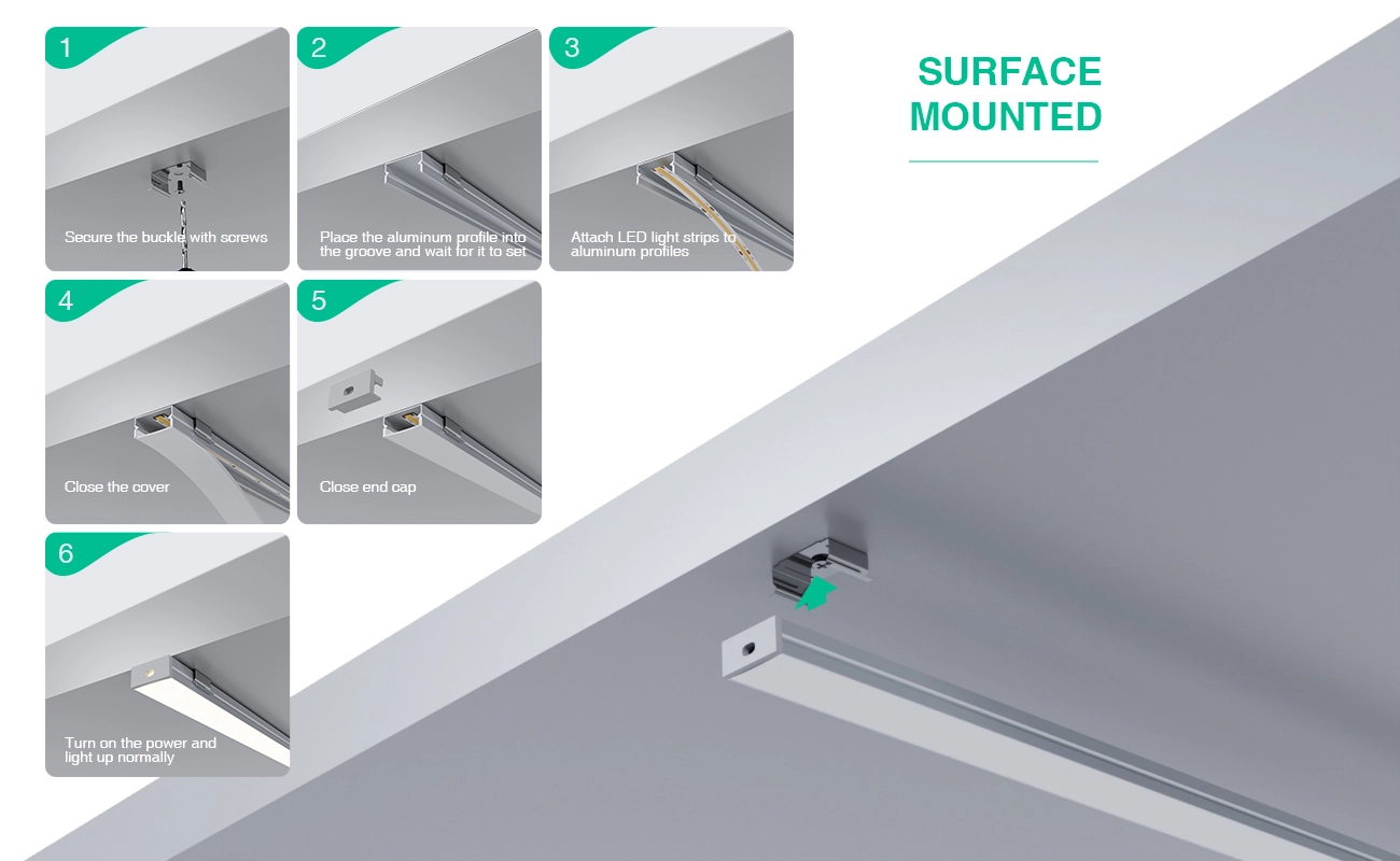 2 meters compressed covers and caps - LED Profile - Kosoom SP58-LED Strip Profile--07