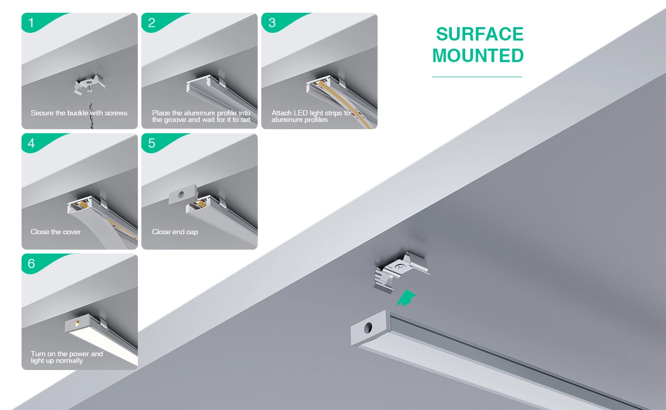 LED Profile - 2 meters compressed covers and caps / CN-SL05 L2000*17.4*7mm - Kosoom SP26-LED Strip Profile--07