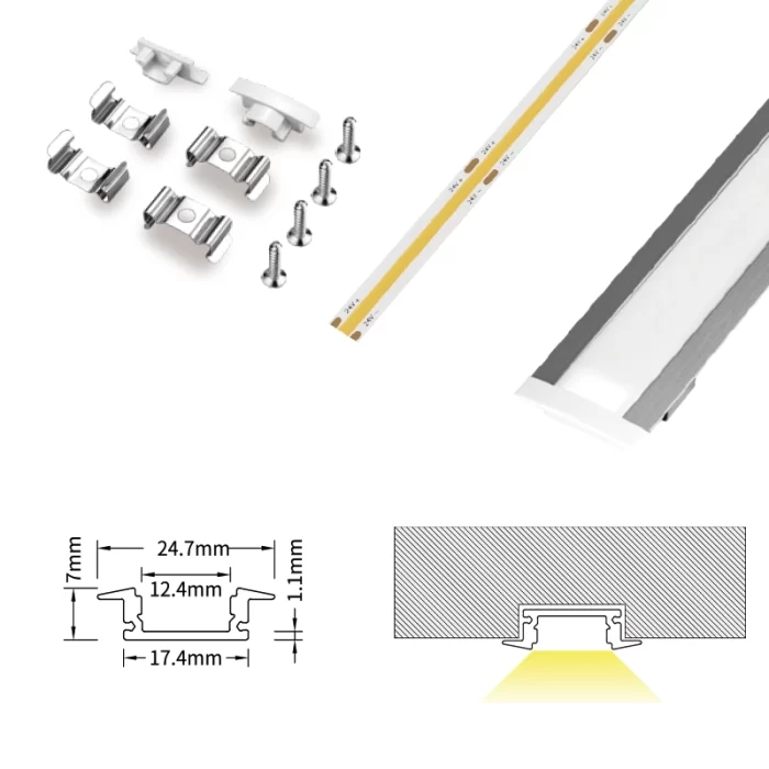 LED Profile - 2 meters compressed covers and caps / CN-SL06 L2000*24.7*7mm - Kosoom SP27-LED Aluminium Profile--07