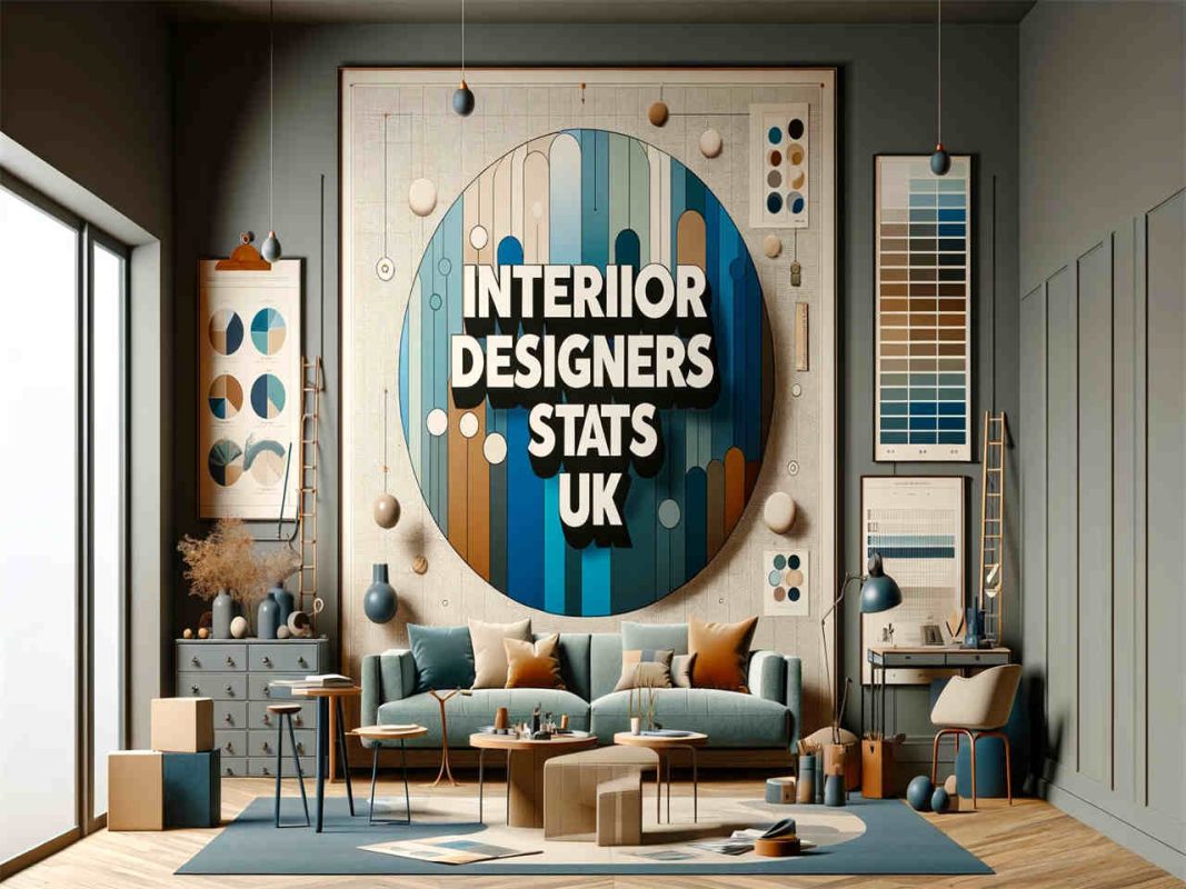 Interior designer Statistics in the UK[2023 stats] -Article-All you need to know-DALL·E 2024 01 27 14.48.37 A large, eye catching photo designed for a report cover or a presentation slide. The theme is 'Interior Designers Stats UK'. The main focus is a very