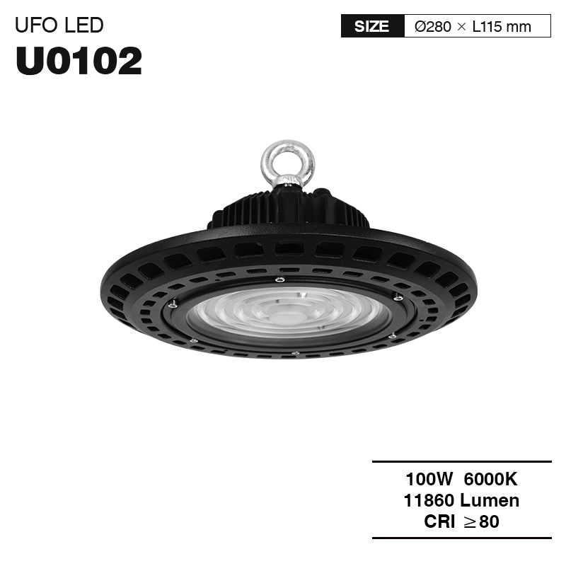 U0102 - 100W/6000k/Nero/IP65/11860lm/90˚/CRI≥80/UGR≤27/PF0.9 - High Bay Light Kosoom-High Bay Warehouse Lighting--01