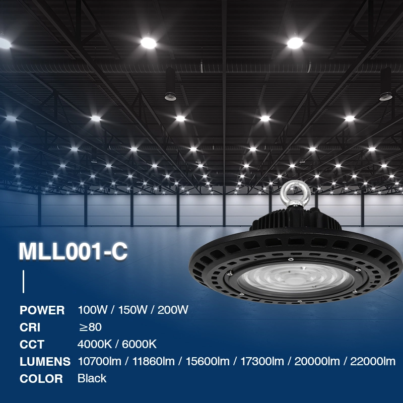 U0101 - 100W/4000k/Nero/IP65/10700lm/90˚/CRI≥80/UGR≤27/PF0.9 - High Bay Light Kosoom-Commercial High Bay LED Lights--02