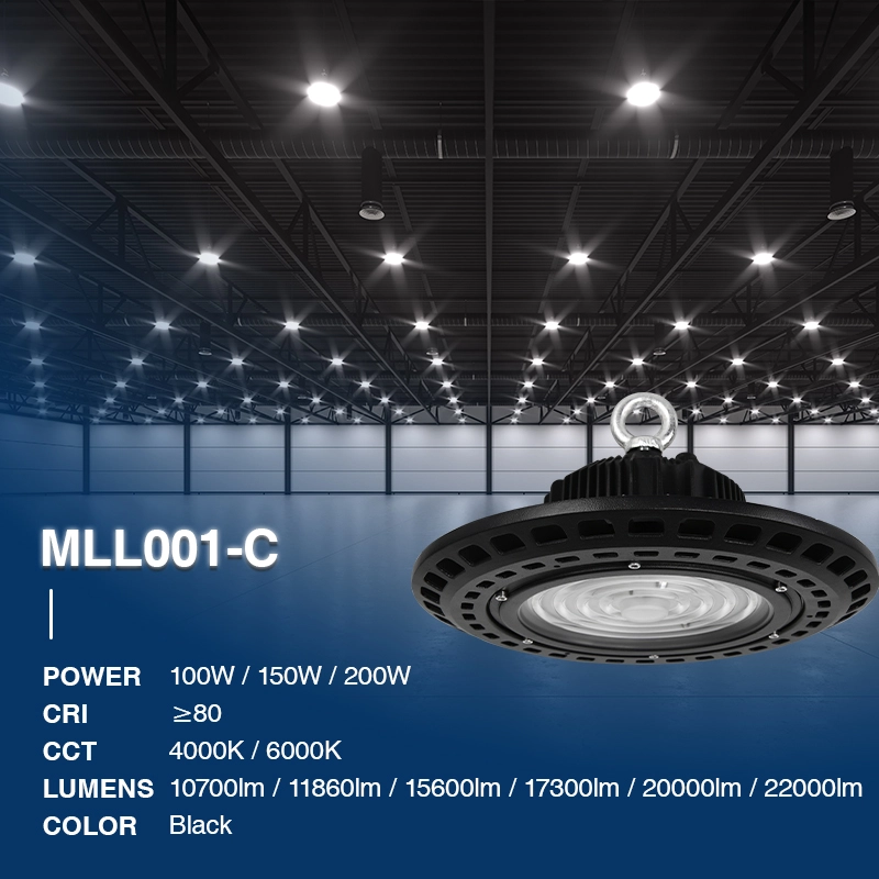 U0103 - 150W/4000k/Nero/IP65/15600lm/90˚/CRI≥80/UGR≤27/PF0.9 - High Bay Light Kosoom-LED High Bay Light Ip65--02