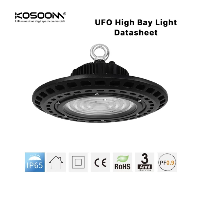 U0102 - 100W/6000k/Nero/IP65/11860lm/90˚/CRI≥80/UGR≤27/PF0.9 - High Bay Light Kosoom-Commercial High Bay LED Lights--03