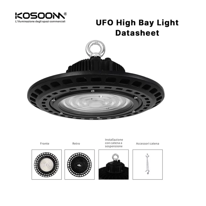 U0101 - 100W/4000k/Nero/IP65/10700lm/90˚/CRI≥80/UGR≤27/PF0.9 - High Bay Light Kosoom-Commercial High Bay LED Lights--04
