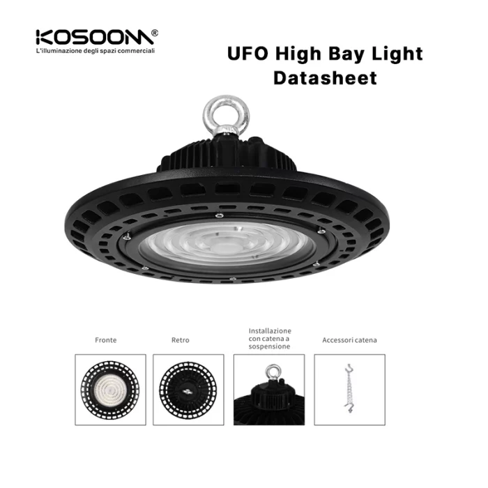 U0103 - 150W/4000k/Nero/IP65/15600lm/90˚/CRI≥80/UGR≤27/PF0.9 - High Bay Light Kosoom-Linear High Bay LED Lights--04