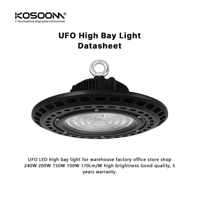 U0102 - 100W/6000k/Nero/IP65/11860lm/90˚/CRI≥80/UGR≤27/PF0.9 - High Bay Light Kosoom-Commercial High Bay LED Lights--06